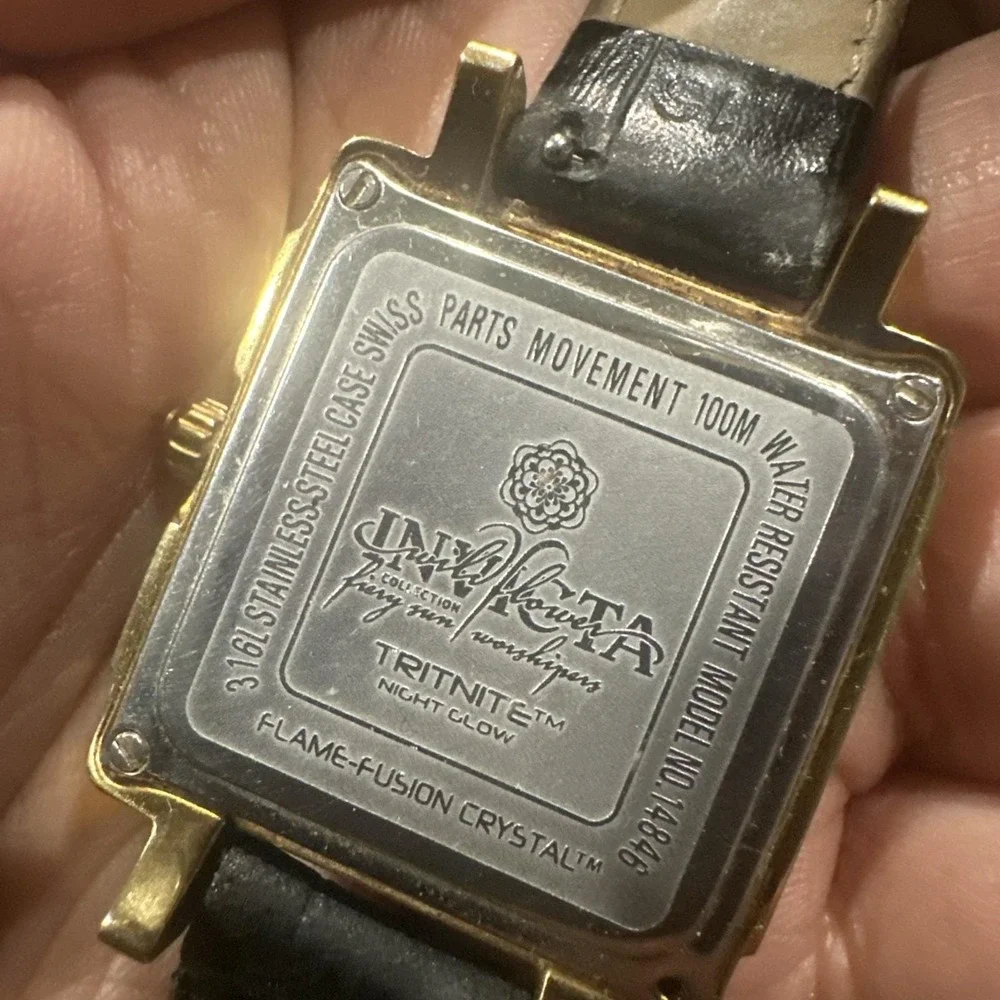 Working Invicta Flame Fusion Crystal Ladies Wrist Watch Square 33mm Black Runs‎